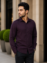 Porsorte Men Solid Cotton Casual Regular Fit Shirt – Wine