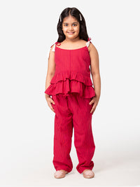 Hoop Hippo Maroon Spagetti Tassels Cotton Dyed Tie Up Top