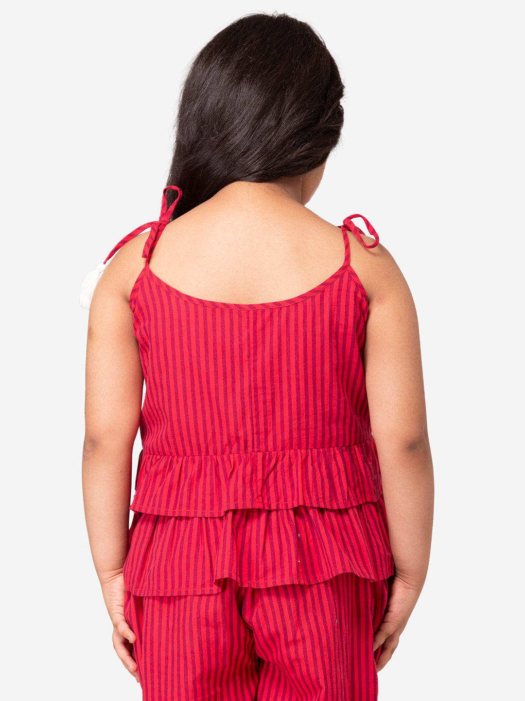 Hoop Hippo Maroon Spagetti Tassels Cotton Dyed Tie Up Top