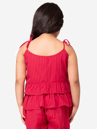 Hoop Hippo Maroon Spagetti Tassels Cotton Dyed Tie Up Top