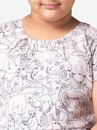 Hoop Hippo Multi Colored Cotton Voile Printed Dress