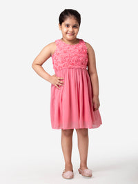 Hoop Hippo Pink Laser Cut Floral Cotton Voile Top Dress