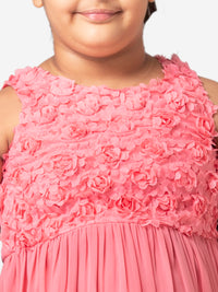Hoop Hippo Pink Laser Cut Floral Cotton Voile Top Dress