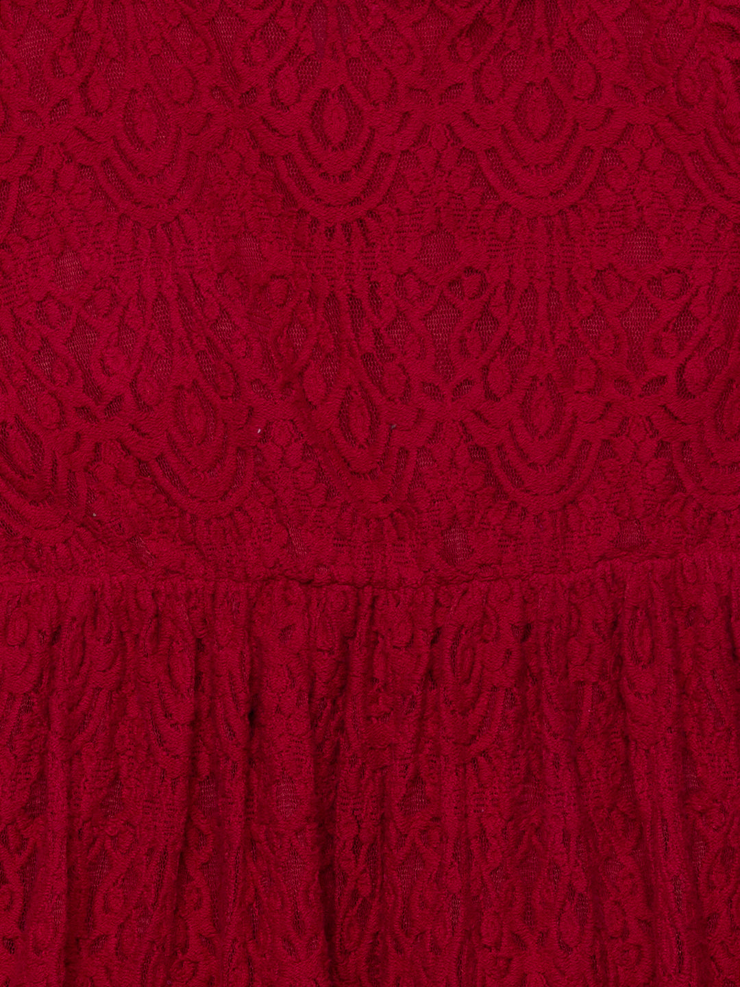 Hoop Hippo Red Cotton Crochet Scalloped Dress
