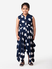 Hoop Hippo Navy White Polka Dot Rayon Shirt Dress