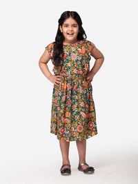 Hoop Hippo Kids Girls Multicolor Floral Printed Fit & Flare Dress
