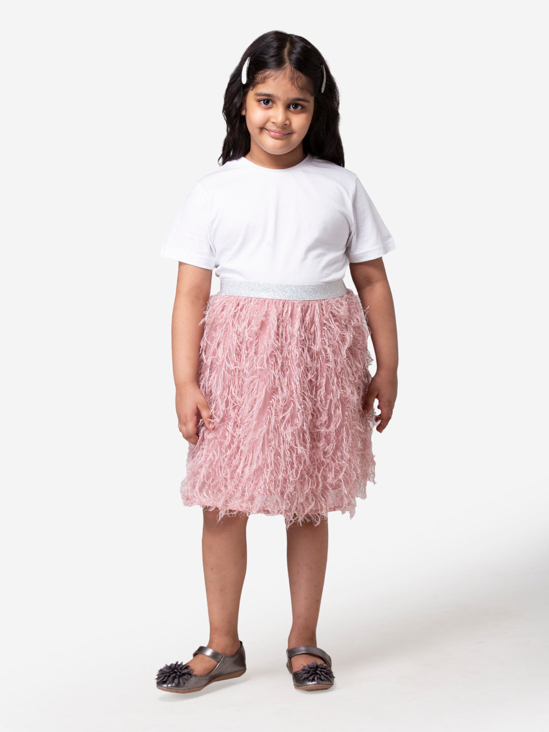 Hoop Hippo Peach Shimmery Poly Fringed Cotton Voile Skirt