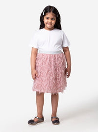 Hoop Hippo Peach Shimmery Poly Fringed Cotton Voile Skirt
