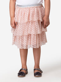 Hoop Hippo Peach Gold Polka Dot Cotton Voile Lace Layered Skirt
