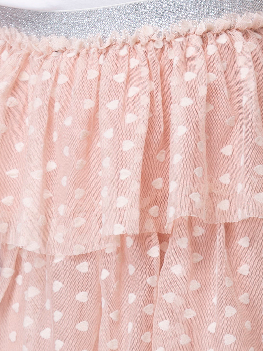 Hoop Hippo Peach Gold Polka Dot Cotton Voile Lace Layered Skirt