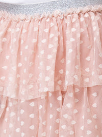 Hoop Hippo Peach Gold Polka Dot Cotton Voile Lace Layered Skirt