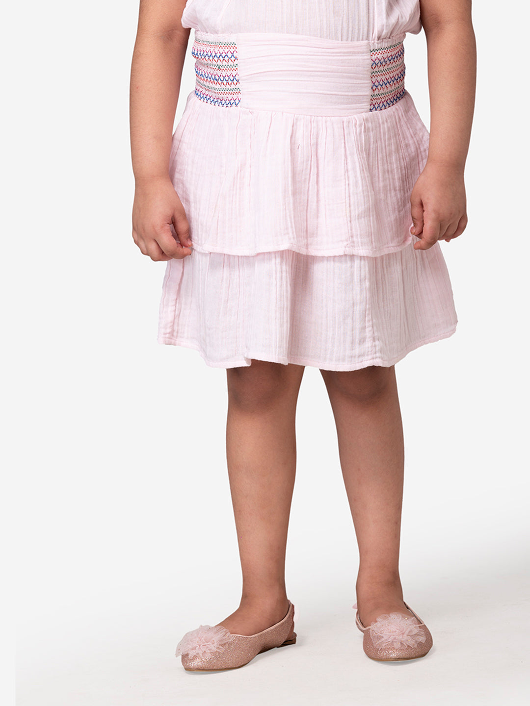 Hoop Hippo Kids Girls Light Pink Tiered Skirt