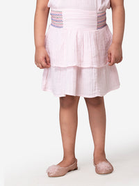 Hoop Hippo Kids Girls Light Pink Tiered Skirt