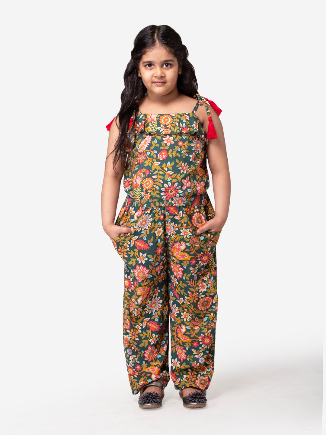 Hoop Hippo Floral Printed Strappy  Jumpsuit