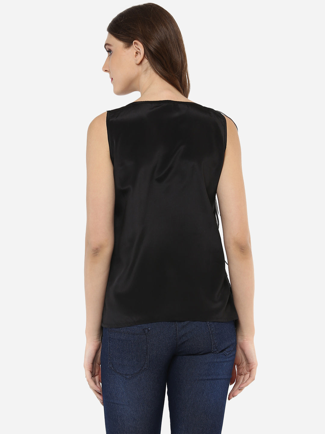 PORSORTE Front laser  cut fringes Top with heart stones decoration at front