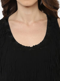 PORSORTE Front laser  cut fringes Top with heart stones decoration at front