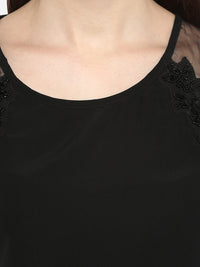 Women's Polyester Sequins Black Party Top