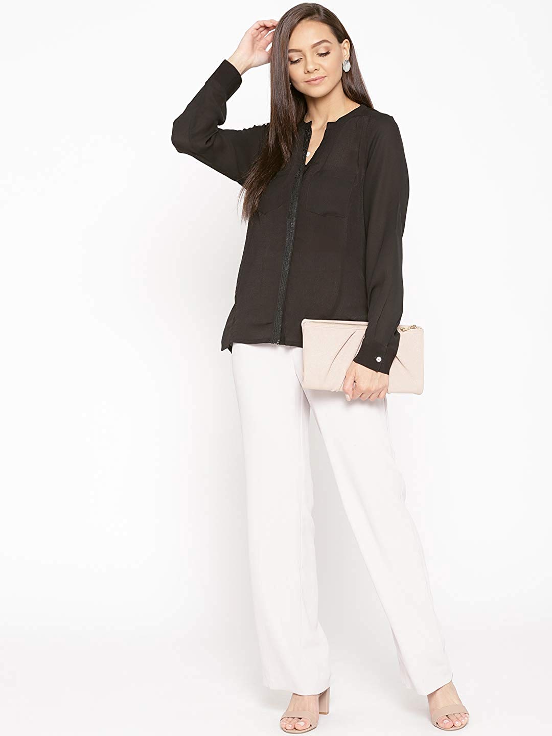 PORSORTE Black Sequins Work Shirt