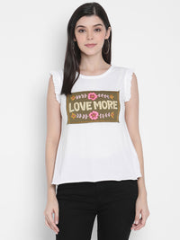 Porsorte Women's Cotton Jersey Love You Graphic Top