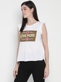 Porsorte Women's Cotton Jersey Love You Graphic Top