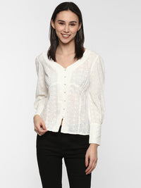 Porsorte Women White Schiffli Top