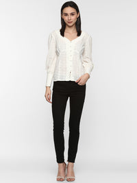 Porsorte Women White Schiffli Top