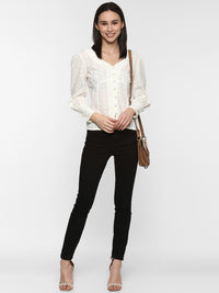 Porsorte Women White Schiffli Top