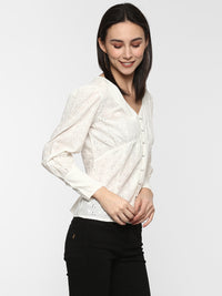 Porsorte Women White Schiffli Top
