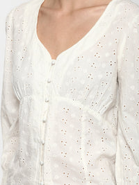Porsorte Women White Schiffli Top