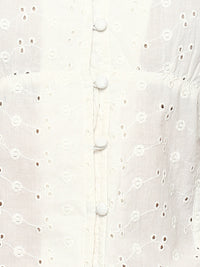 Porsorte Women White Schiffli Top