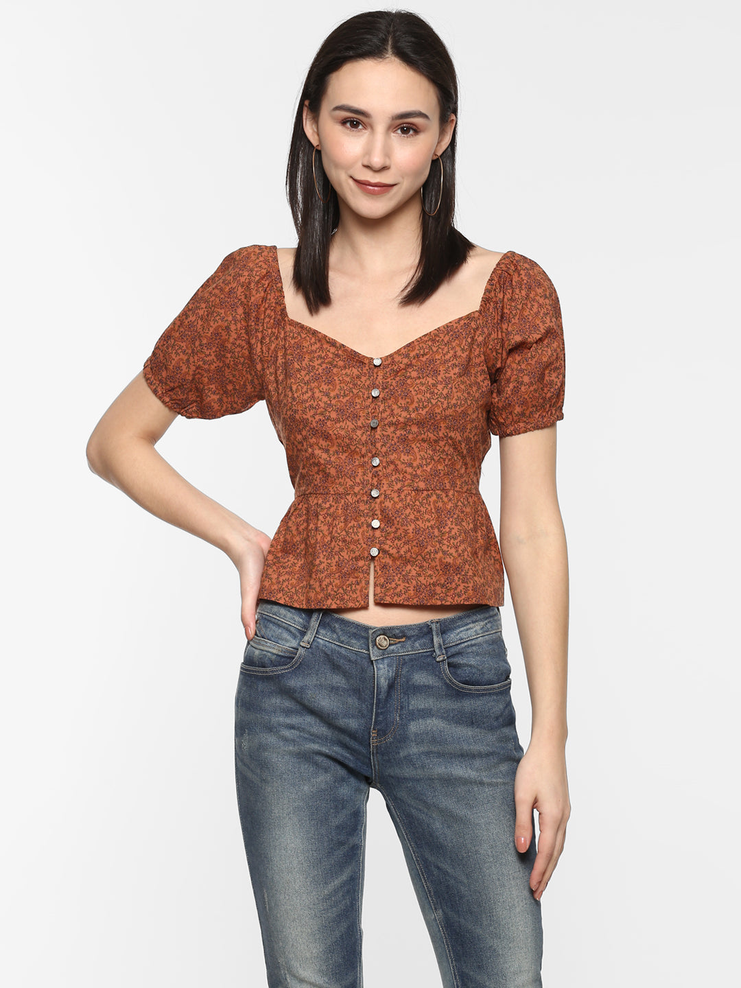 Porsorte Women Printed Rust Top