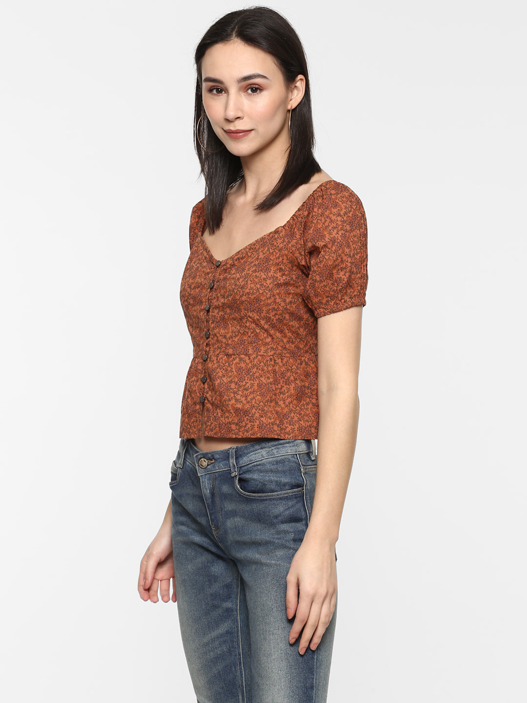 Porsorte Women Printed Rust Top