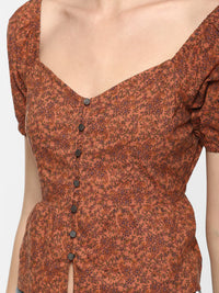 Porsorte Women Printed Rust Top