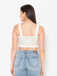 Porsorte Womens Smocked Cotton Gauze Crop Top