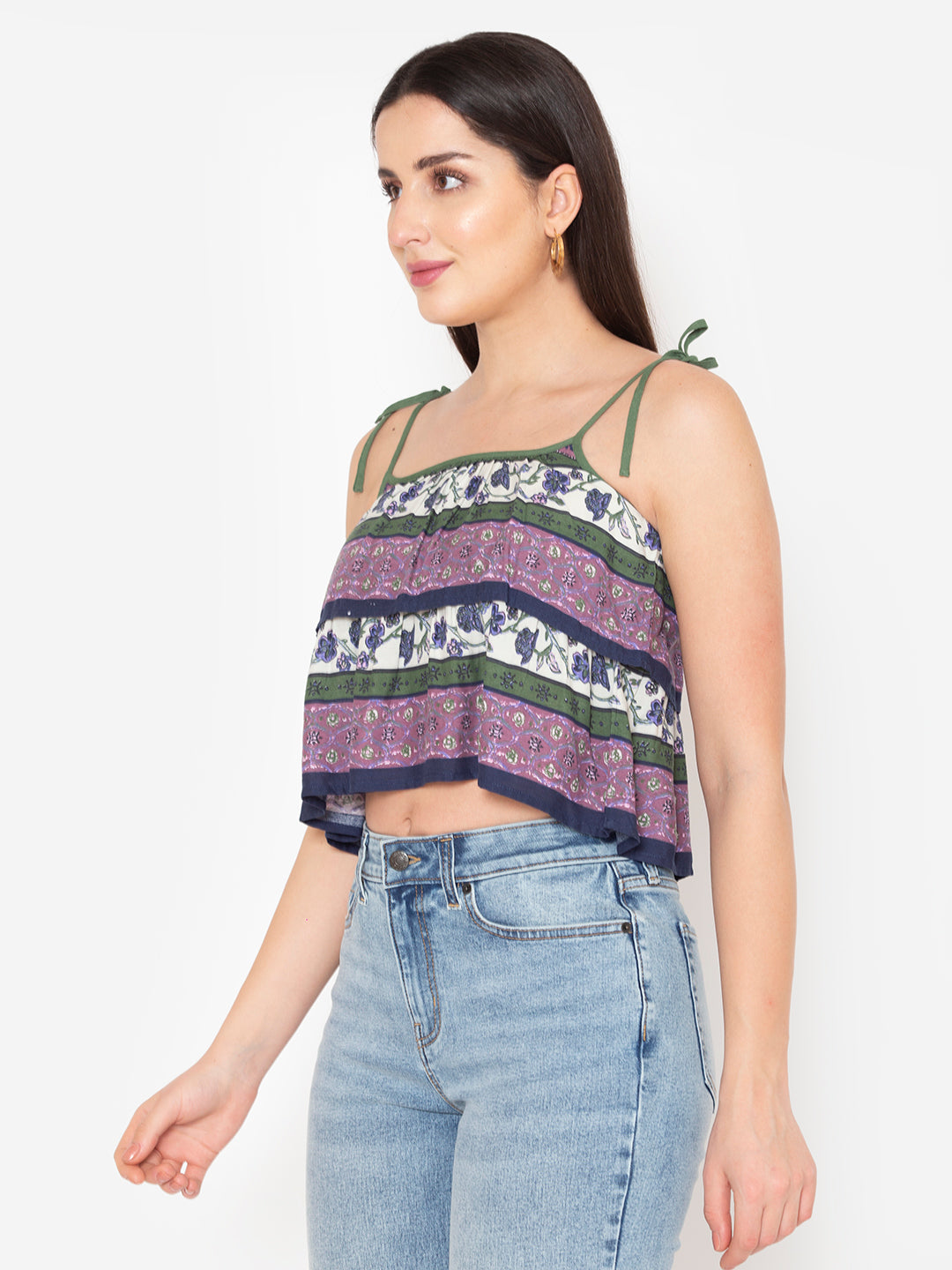 Porsorte womens Rayon Printed Strappy Top