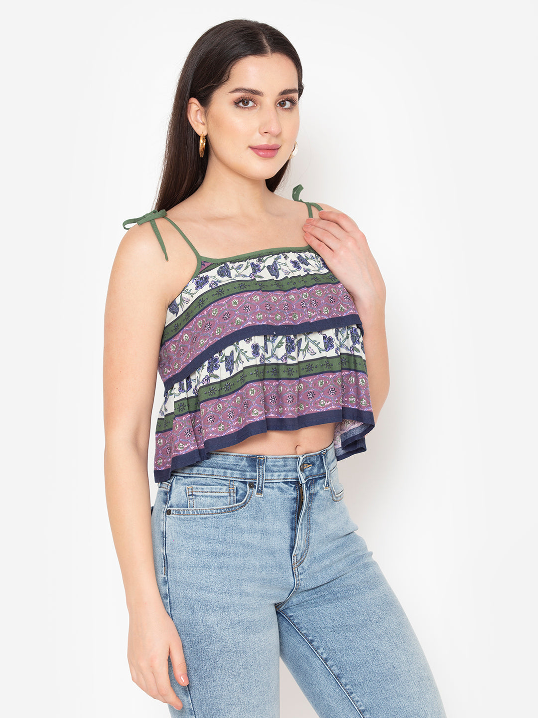 Porsorte womens Rayon Printed Strappy Top