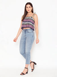Porsorte womens Rayon Printed Strappy Top
