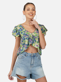 Porsorte Womens Rayon Multi Print Casual Top