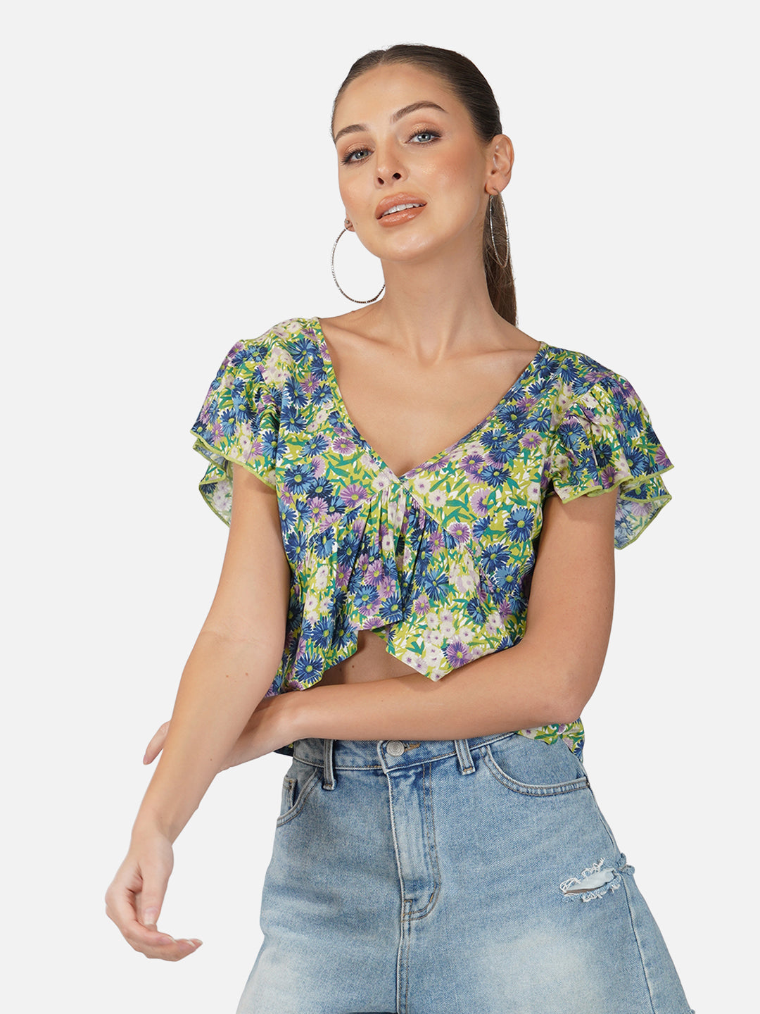 Porsorte Womens Rayon Multi Print Casual Top