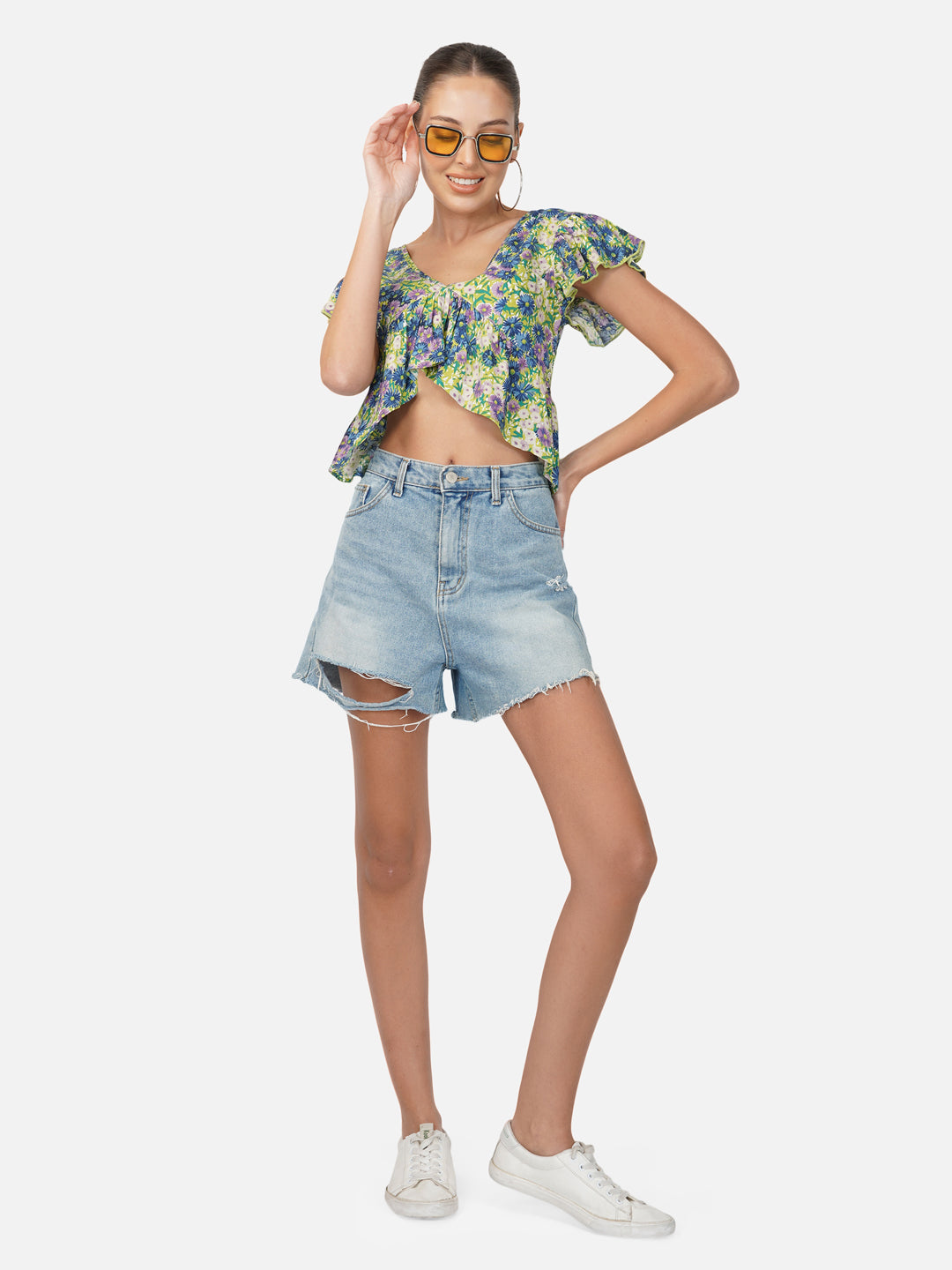 Porsorte Womens Rayon Multi Print Casual Top