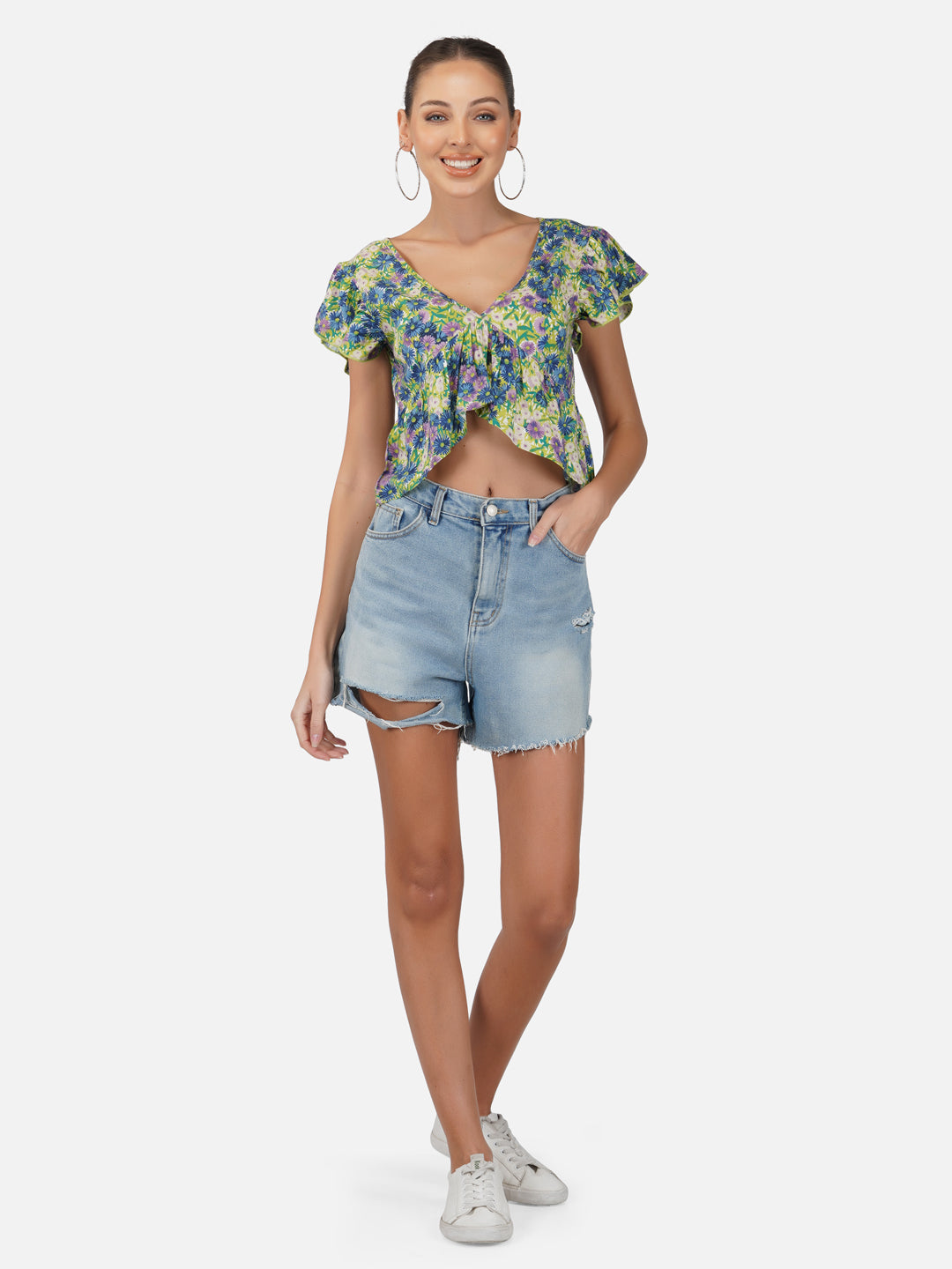 Porsorte Womens Rayon Multi Print Casual Top