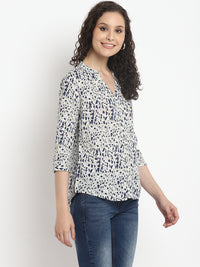 Porsorte Womens Multi Printed 3/4th Sleeve Button Down Shirt