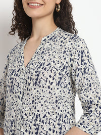 Porsorte Womens Multi Printed 3/4th Sleeve Button Down Shirt