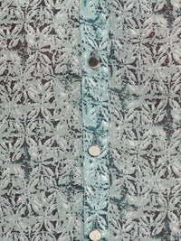 Porsorte Womens Green Printed Short Sleeve Button Down Shirt