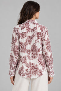 Porsorte Women White and Red Feather Georgette Shirt