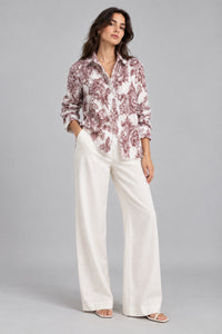 Porsorte Women White and Red Feather Georgette Shirt