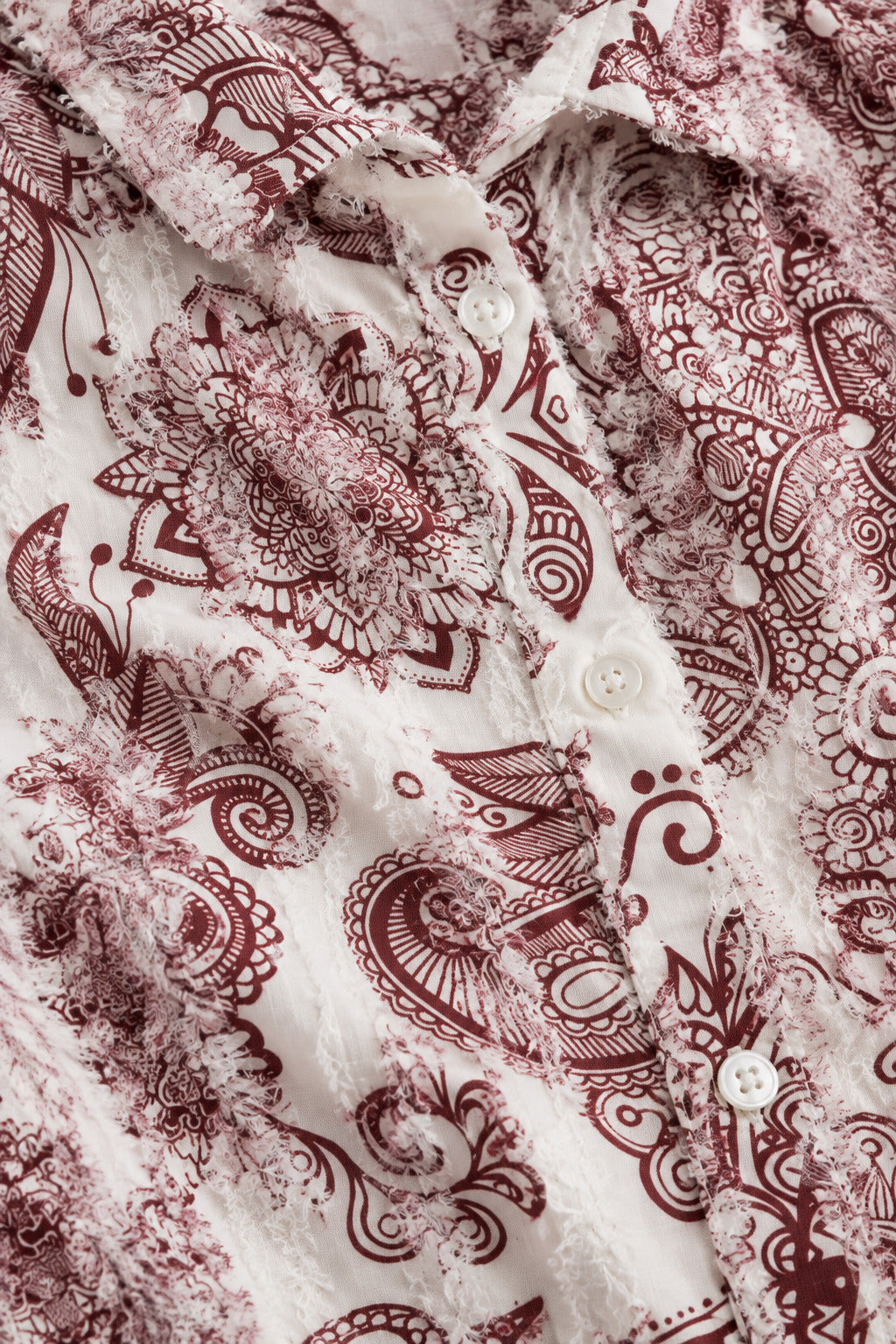 Porsorte Women White and Red Feather Georgette Shirt