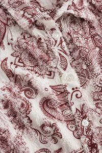 Porsorte Women White and Red Feather Georgette Shirt