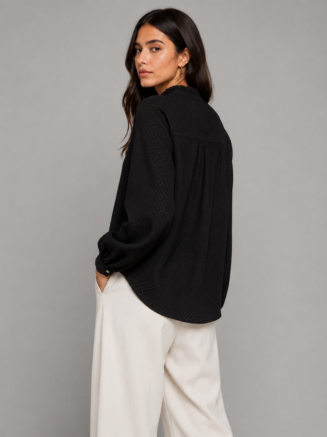 Porsorte Women Feather Georgette Full Sleeves Shirt