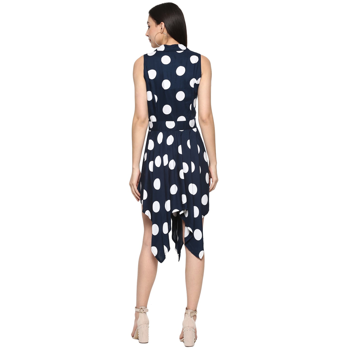 Porsorte Women Polka Dot Viscose A-line High Low  Dress